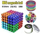 JIAKELOVEYI 8 Colors 216 Pcs of 5MM DIY Magnets Toys Magnetic Fidget Blocks Building Blocks for Development Learning and Stress Relief Magnet Office Desk Toys for Adults