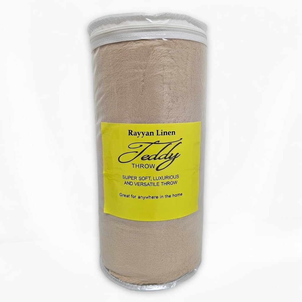 Teddy Fleece Throw Blanket Warm Soft Luxury Cuddly Sofa Bedspread Travel Throw (Mink (Beige), Single - 100 X 150cm)