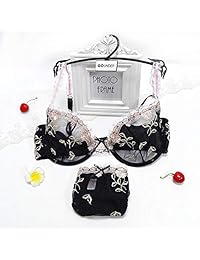 Conjunto de sujetadores y bragas de Dirie Sujetador transparente Bralette de malla de encaje sexy sin forro para dama