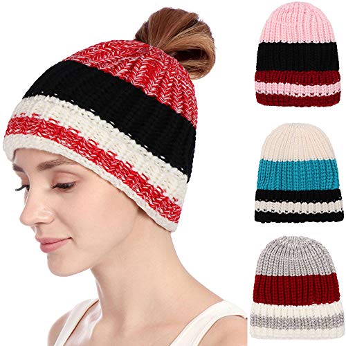 Cap Hot Sale,KIKOY Women Baggy Warm Crochet Winter Wool Knit Ski Beanie Slouchy Horsetail Hat