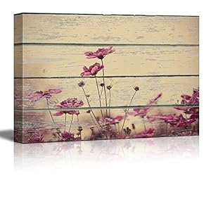 Wild Flower on Vintage Wood Textured Background Rustic Country Style
