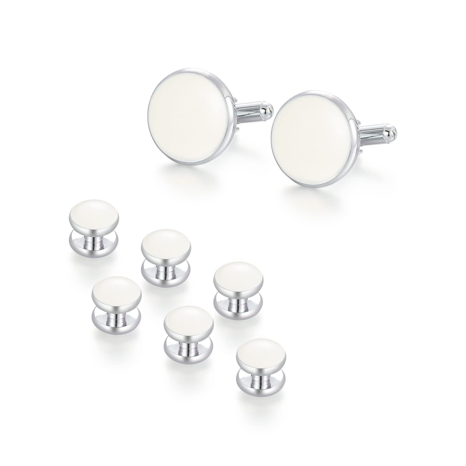 UJoy Cufflinks & Studs Set Mens Jewellery with Gift Box - Silver Cufflinks Easter Bunny Accessory, Fathers Day Gift