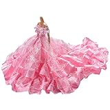 JiaUfmi 1 Pcs Pink Dress Rapunzel Party Dress Costume Wedding Gown Dress for Dolls