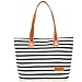 Canvas Tote, GS.Lee Women's Ladies Stripe Summer Beach Handbags Shoulder Zipper Purse Bag, Black