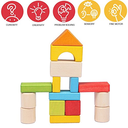 26 Piece Wooden Building Blocks Set Wood Stacking Game Educational Toys for Kids