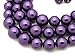 Women's Faux Pearl Three Multi-Strand Statement Necklace and Earrings Set (Purple)