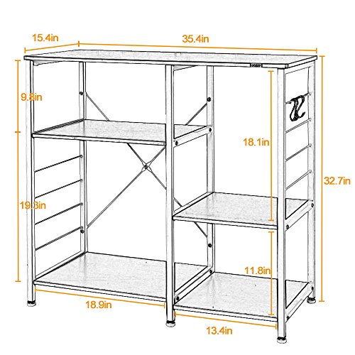 image for DlandHome Microwave Cart Stand 35.4 inches, Kitchen Baker's Rack Utili