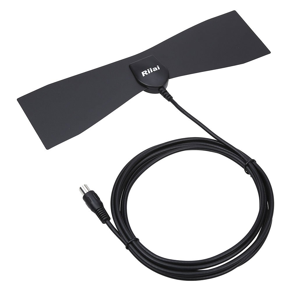 Riiai Digital HDTV Antenna Indoor 25 Mile Range HD Clear Signal Coax Cable High Gain Flat Design 4dBi High Performance (25 Mile SLVD07DB-N)