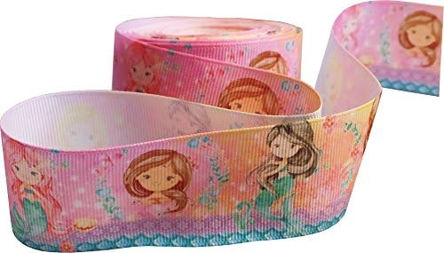 Mermaids Grosgrain Printed Ribbon 1.5" Wide for Cakes, Crafts, Gift Wrapping, Hair Accessories (2m Length)