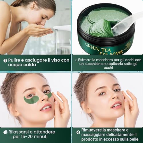 Green Tea Eye Collagen Patch Dark Circles and Bags, Anti Wrinkle, Remove Bags and Puffiness, Anti-Aging Moisturises, 30 Pairs