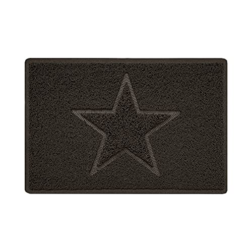 Nicoman Star Shape Embossed Entrance Door Mat Non Slip Dirt Trapper PVC Spaghetti Mat with Rubber Base, Jet Washable Quick Drying Doormat Drainage Outdoor Use Only - (Small, Brown, 60 x 40cm)