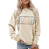 CUZIUAE Speech Therapy Sweatshirts For Women Speech Pathologist Sweatshirt Funny Graphic Shirt Crewneck Long Sleeve Pullover