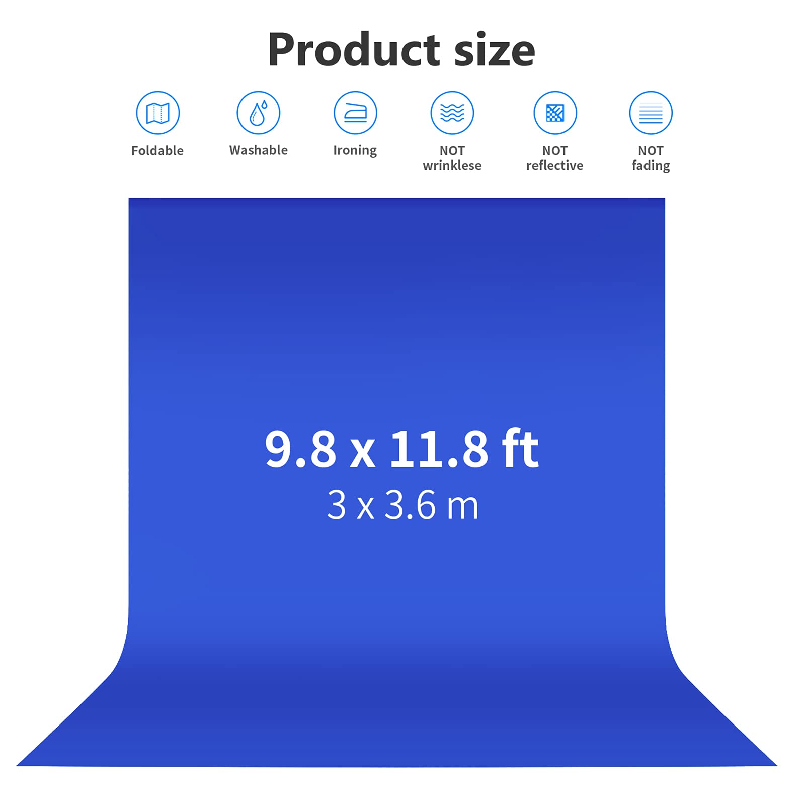 NEEWER 10 x 12FT / 3 x 3.6M PRO Photo Studio premium polyester Collapsible Backdrop Background for Photography, Video and Television (Backdrop Only) - Blue