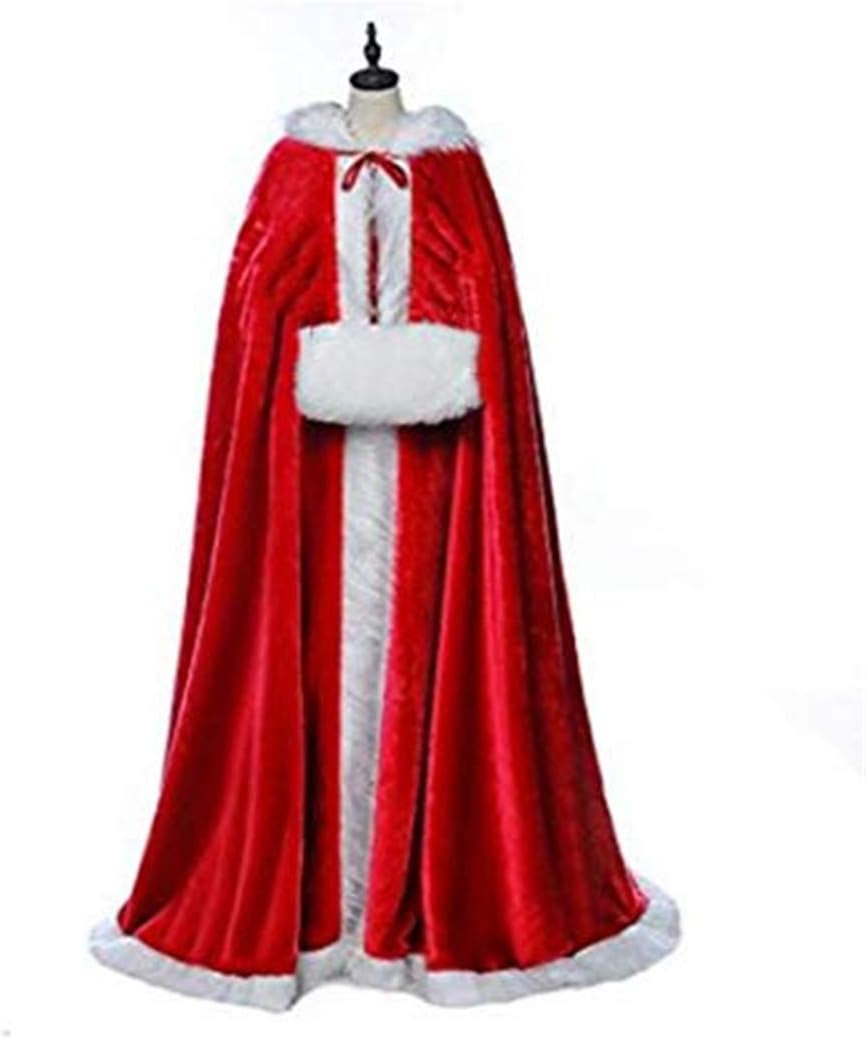 Bridal Winter Warm Wedding Cape Christmas Costume Santa Hooded Red Party Cloak Cloak