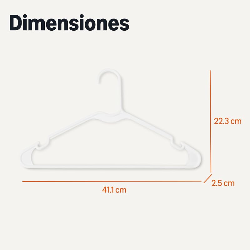 Perchas de plástico para Ropa, tamaño de Adulto, Color Blanco, Paquete de 50 — foto 5 de 5