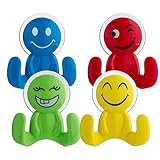TOPSKY 4 set of smile Hanger Suction Hooks, Super Powerful Plastic Hooks for Bathroom and Kitchen