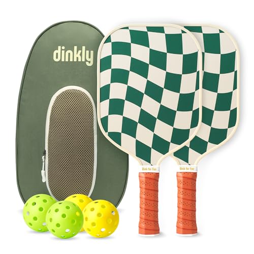 Dinkly Pickleball Paddles Set of 2/4- USAPA Approved Graphite/Fiberglass Pickleball Racket, 2 Pickleball Rackets, 4 Balls and 1 Portable Carry Bag, Aesthetic Pickle Ball Set for Men Women Beginners