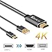 USB Type-C to HDMI 4K Cable, Nylon Braided 2-IN-1 USB-C to HDMI TV and USB Charging Power Delivery Digital AV Cord for 2016 2017 Macbook Pro, Galaxy S9/ S8 Plus, Note 8, Huawei Mate 10 Pro, XPS 13, 15
