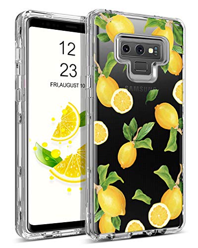 GUAGUA Galaxy Note 9 Case Samsung Note 9 Case Clear Transparent Cover Lemon Fruit Pattern Printed Three Layer Hard Plastic Soft Bumper Shockproof Protective Phone Case for Samsung Galaxy Note 9 (2018)