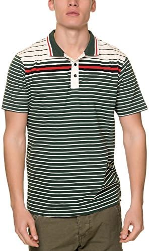 Anerkjendt Men's Mads Polo-Shirt Men's Stripped Polo Shirt in Size L Green