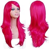 Anogol Hair Cap+My Little Pony Pinkie Pie Cosplay Wig Pink Wavy Party Wigs