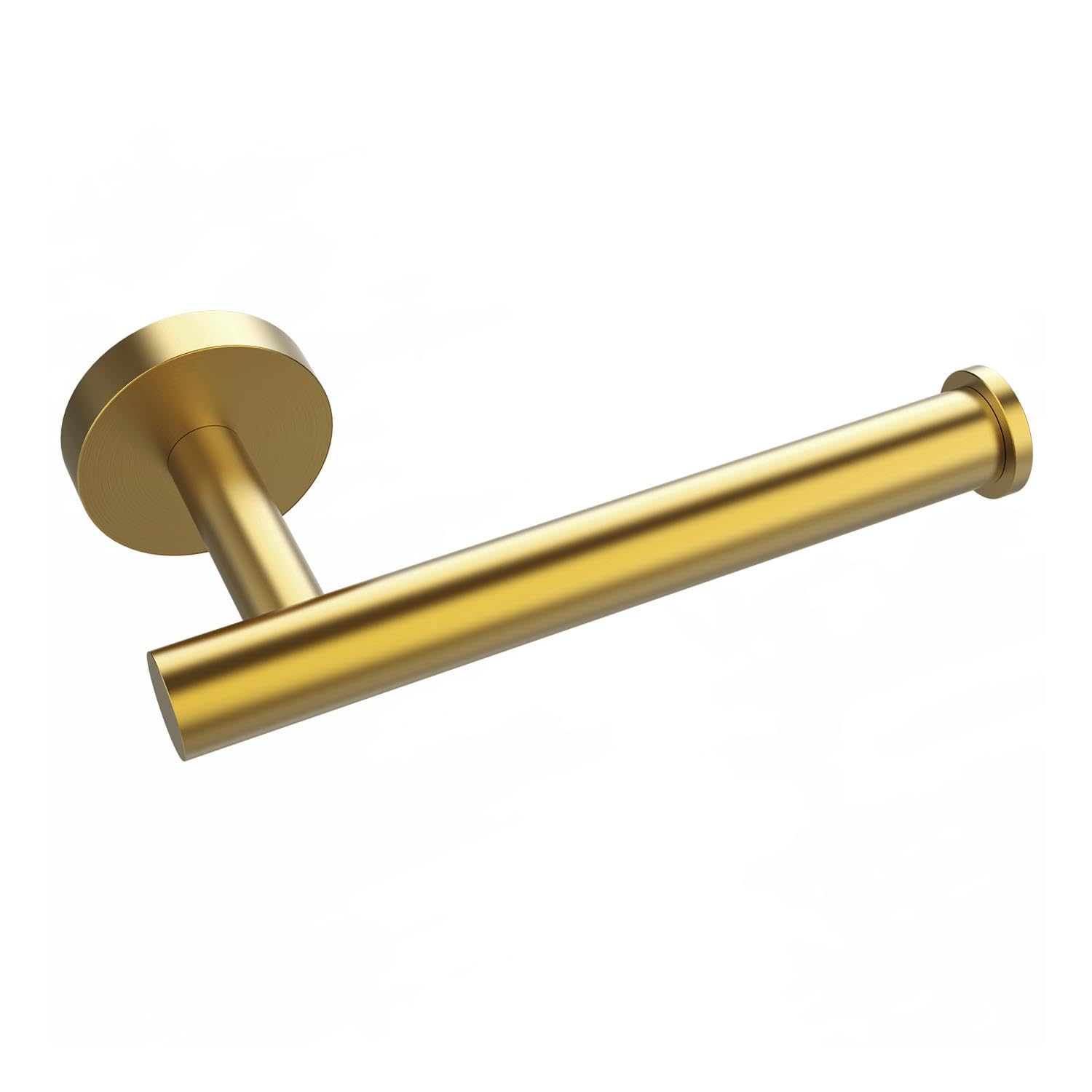 Vinsani 1PK Toilet Roll Holder Dispenser Wall Mounted Stainless Steel Minimalist Modern Style Rust Resistant Rotate Proof Toilet Paper Holder for Bathroom & Kitchen – Brush Golden