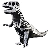 T-Rex Giant Skeleton Dinosaur Inflatable Costume Halloween Cosplay Blow up Outfit Fancy Dress with 1 Fan Blowers (Skeleton T-rex)