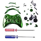HDE Xbox 360 Wireless Controller Shell Buttons Thumbsticks Torx Screwdriver Replacement Case Cover and Tool Kit - Chrome Green