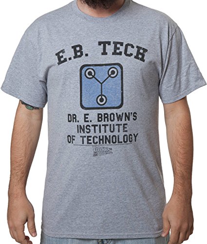 Men's Back To The Future Dr Browns Institute of Technology T-Shirt Heather Grey Small