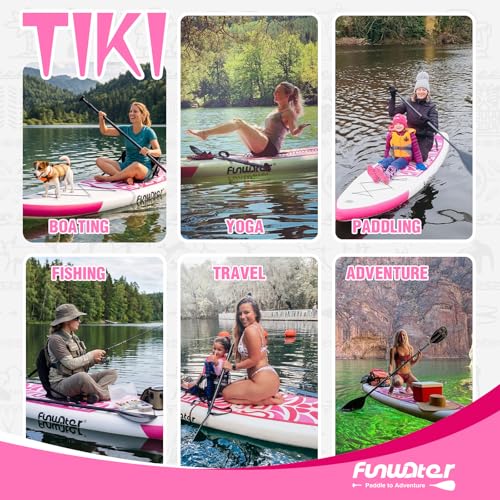 FunWater Inflatable Stand Up Paddle Board Ultra-light SUP - Adult Paddleboards with Adj Paddle, Hand Pump, Backpack, Leash