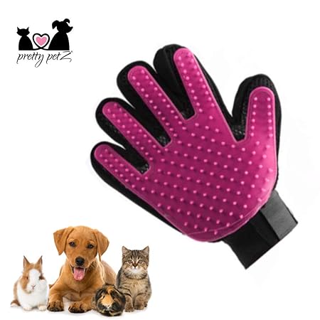 pretty petZ Fellpflege-Handschuh einfachen Entfernung Loser Tierhaare | Für Hunde & Katze in Profi Tiersalon Qualität | + GRA