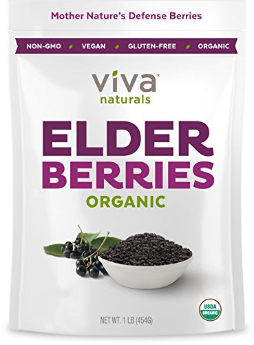 Viva Naturals Organic Elderberries, 1 lb Bag - The ULTIMATE Superfruit for Defense Syrups and Longevity Teas