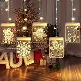 M MINGLE Christmas String Lights, LED String Light for Christmas Tree, 22 LED Lights, USB Powered, 5 FT Length, 2.3 FT Height, Warm White, Snowman, Santa, Snow, Reindeer, Jingle Bell