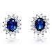 Sterling Silver Simulated Blue Sapphire with Clear Cubic Zirconia Princess Stud Earrings, 17mm
