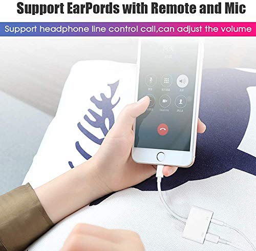 Headphones Jack Adapter for iPhone Adapter Charger and Headphones for iPhone Earphone Dongle Compatible with iPhone 7/8/X/XR/11/SE Audio & Charger & Call & Remote Control Support All iOS System