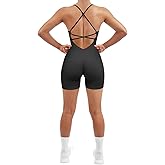 SUUKSESS Women Strappy Romper Seamless Jumpsuit Tummy Control Padded Sports Bra