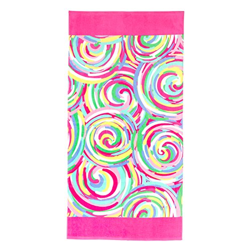 VIV & LOU High Fashion Print Beach Towel can be Personalized or Monogrammed (Summer Sorbet)
