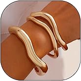 Chunky Bangle Bracelet for Women Wide Thick Gold Bracelets Bangles Geometric Irregular Statement Cuff Bracelet Stack Trendy Jewelry