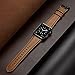 OUHENG Compatible with Apple Watch Band 42mm 44mm, Genuine Leather Band Replacement Compatible with Apple Watch Series 5 4 3 2 1 42mm 44mm Sport and Edition, Light Brown