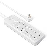�鶹�� Basics 12-Outlet, 4000 Joule Power Strip Surge Protector, 8ft, White