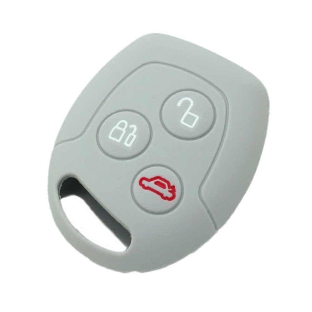 Happyit Silicone Car Key Remote Control Cover Case for Ford Mondeo Fiesta Focus C-Max KA GALAXY 3 Button Key (Gray)