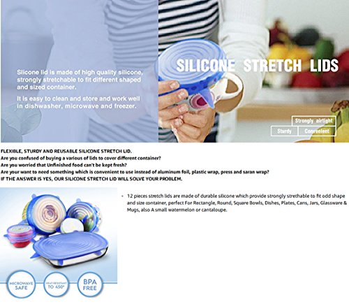 Reusable Silicone Stretch Lids for Bowl,Cup,Pot,Pan,Dish,Microwave Food Covers, Flexible Silicone Lids Food Wrap Apply to All Kinds of Food Storage Container.