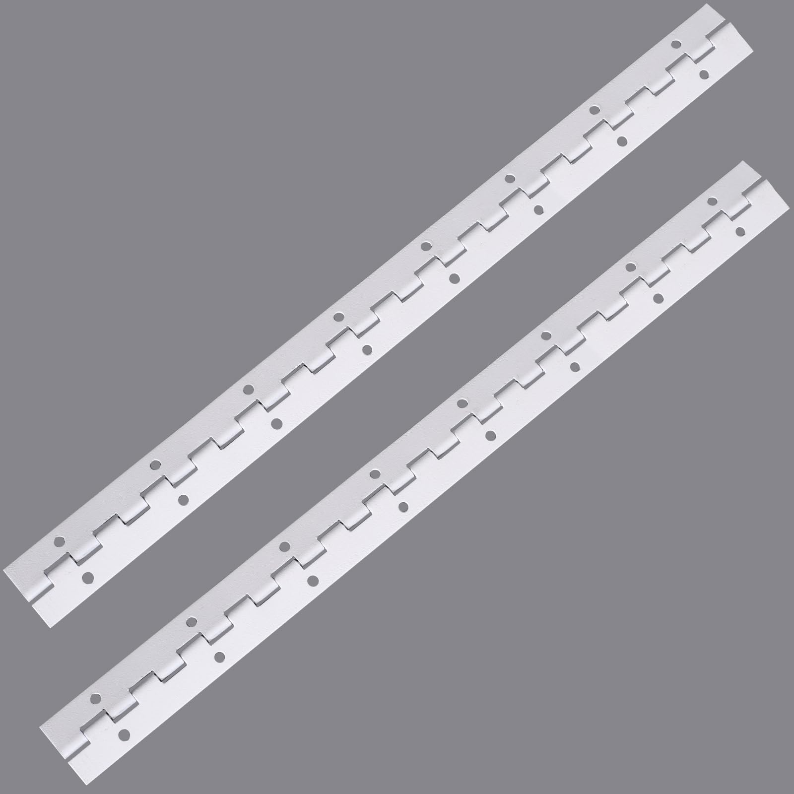 Photo 1 of [2-Pack] 16-Inch White 304 Stainless Steel Piano Hinges,Heavy Duty 0.05-Inch Thick Continuous Hinges,1.2-Inch Open Width,Ideal for Modern Cabinet Doors, Display Cases & Furniture Hardware