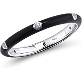 Santuzza Stackable Enamel Ring 925 Sterling Silver Cubic Zirconia Rainbow Eternity Stacking Band Rings for Women