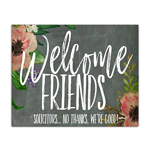 Inspire Your Art Message Magnet No Soliciting Do Not Knock Front Door Sign Welcome Friends Chalkboard Magnetic Sign | Home Decor | 5.5X4.2 Inches