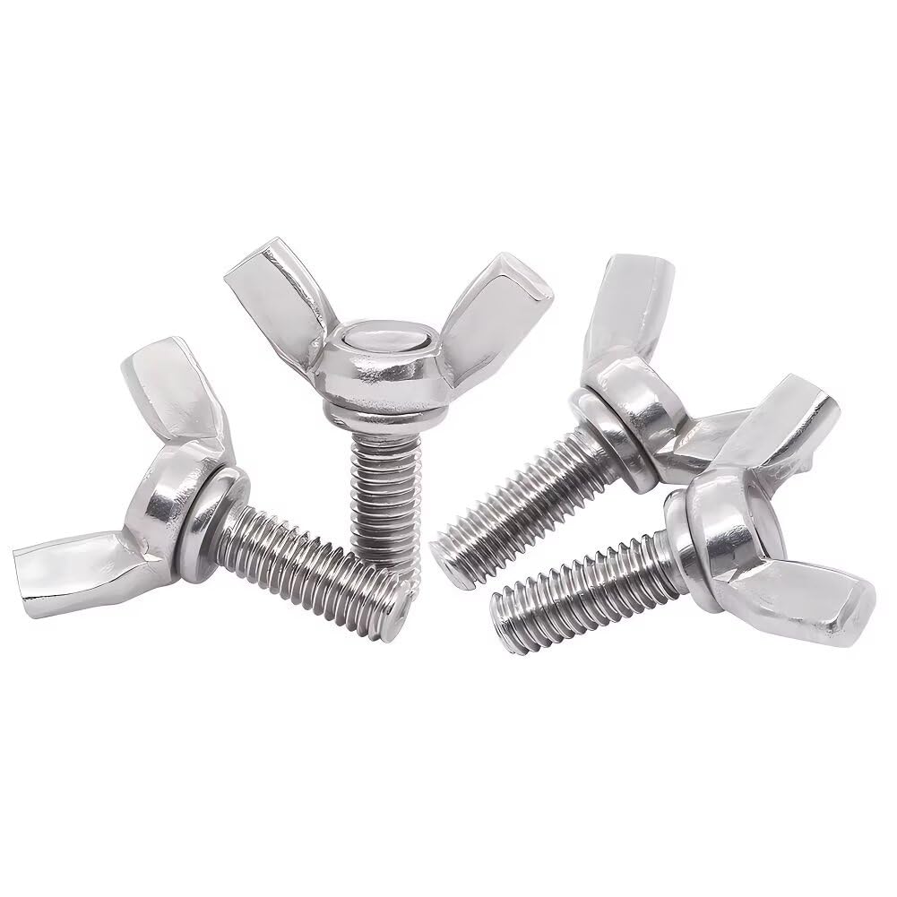 Dreneco Stainless Steel Butterfly Wing Bolt Thumb Screws Hand Twist Screws, M5×10mm,5 pcs