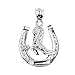 .925 Sterling Silver Lucky Horseshoe with Cowboy Boot Charm Pendant Necklace with Rolo Chain - 20