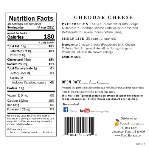 Nutristore FreezeDried Cheddar Cheese Shredded (4Pack) Amazing