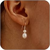 SELSHE Pearl Earrings For Women, 14K Gold Plated Earring Simple Pearl Drop Earrings for Women Trendy Wedding Jewelry