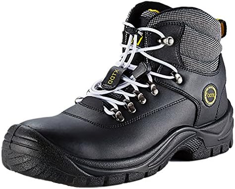 DDTX Ankle High Work Boots For Men Water Resistant Steel Toe Boots Black